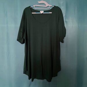 LulaRoe Morgan Solid Dark Green Ribbed Top 3X